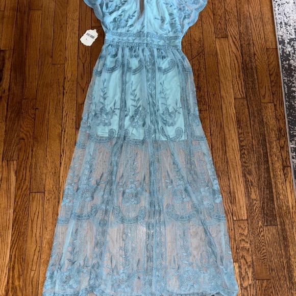NWT Altar’d State Blue Mariska Lace Maxi Dress Sz Small - Picture 13 of 16